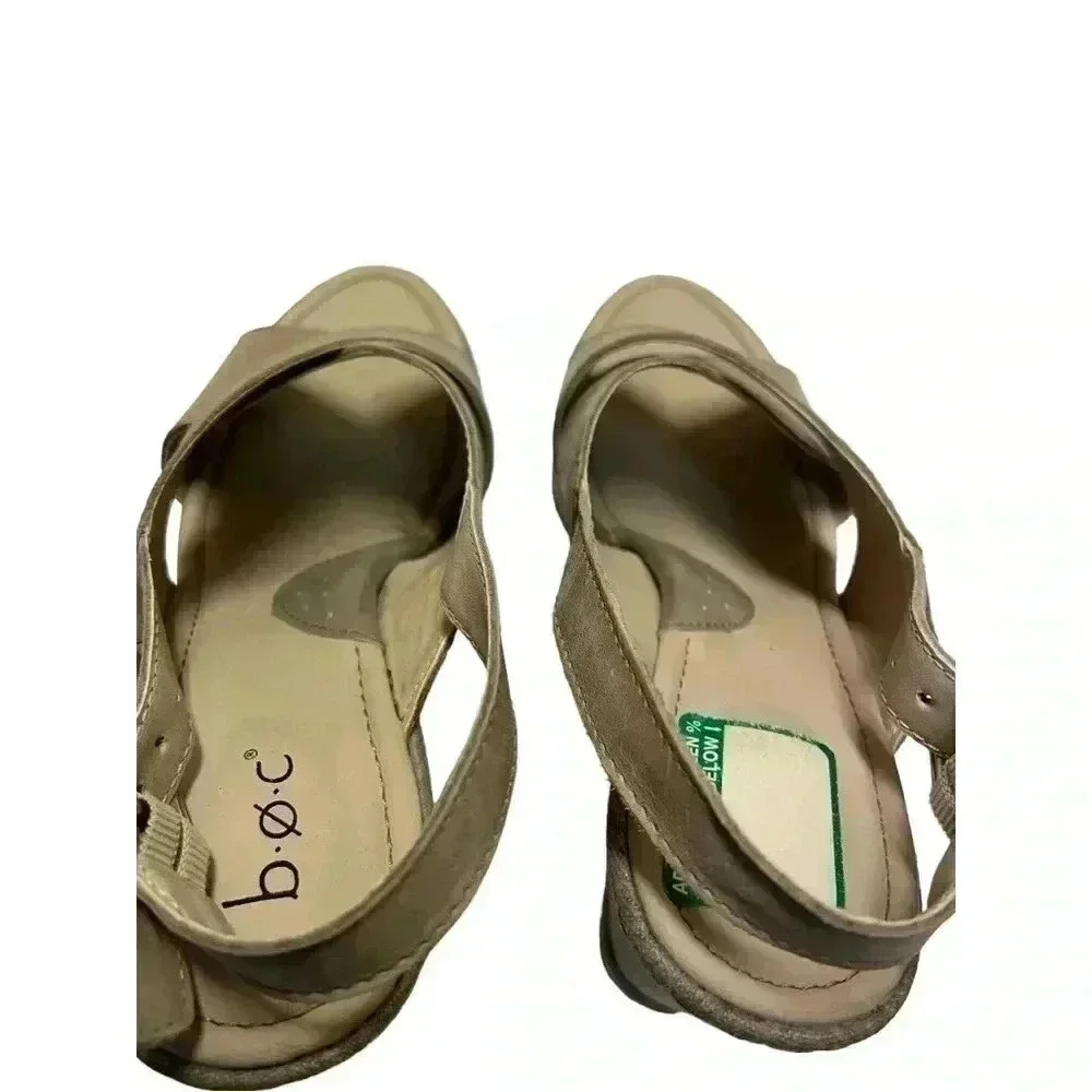 B.O.C. GREY WEDGE WOMEN’S SLINGBACK SANDALS•SIZE 9•GENUINE LEATHER•